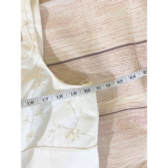 Oleg Cassini Women's A Line Caviar Beaded Weddiing Dress With Train - 20 - Picture 14 of 16